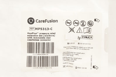CareFusion MP5313-C MaxPlus Pressure Rated Extension Set 0.6ml x 8.5inch (x)
